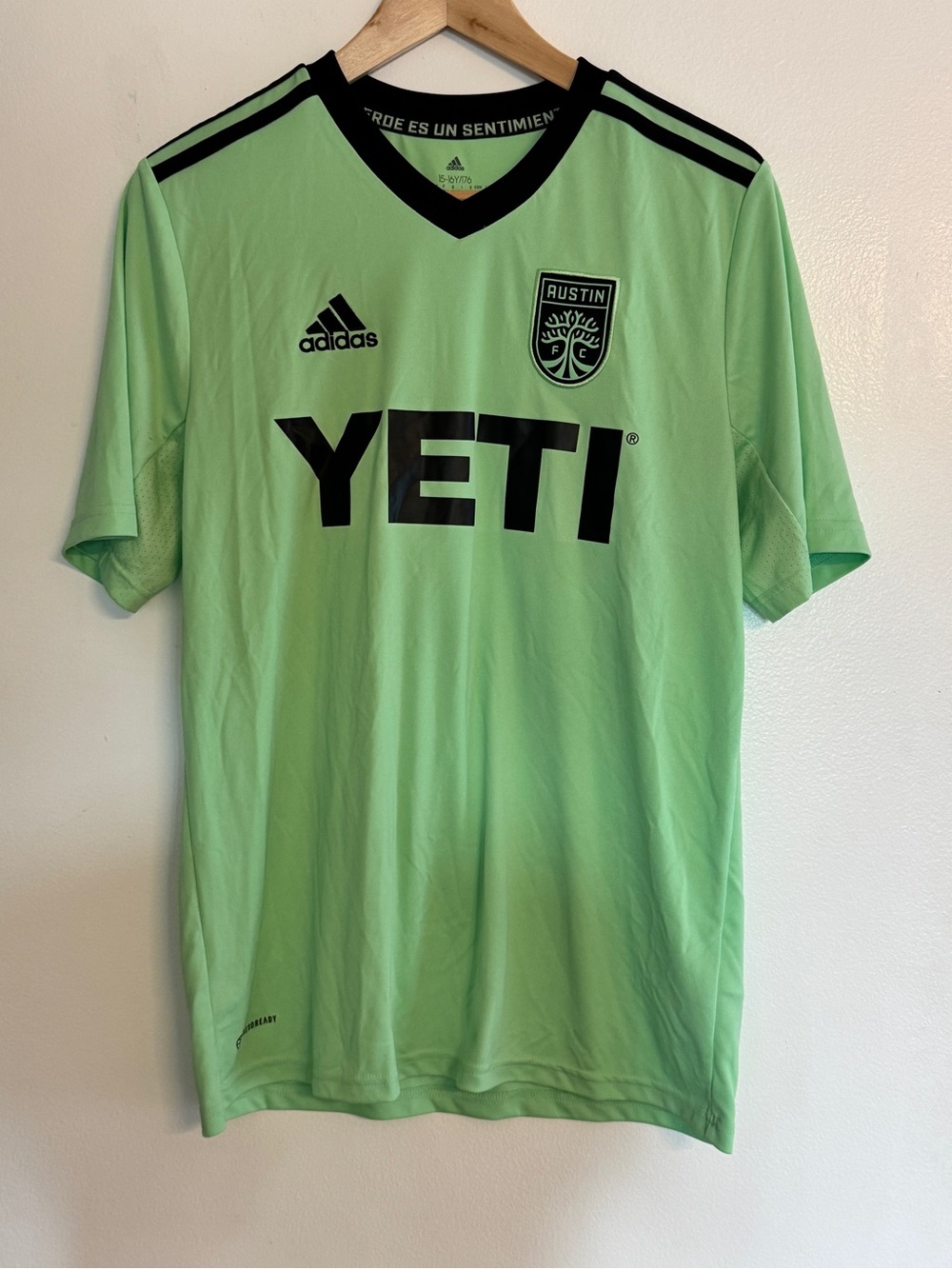 adidas Austin FC Light Green and Black Soccer Jersey